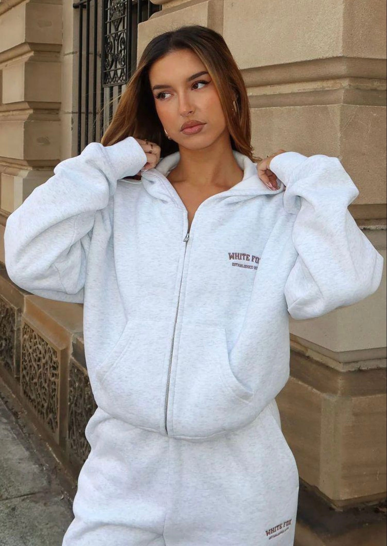WhiteF Zip-Up Hoodie